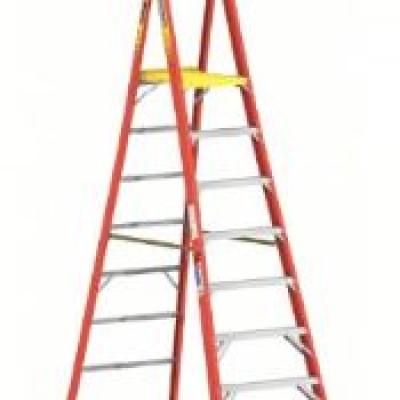 WERNER Podium Stepladder: 10 ft Overall Ht, Fiberglass, 300 lb Load Capacity - Max, 45 lb Wt