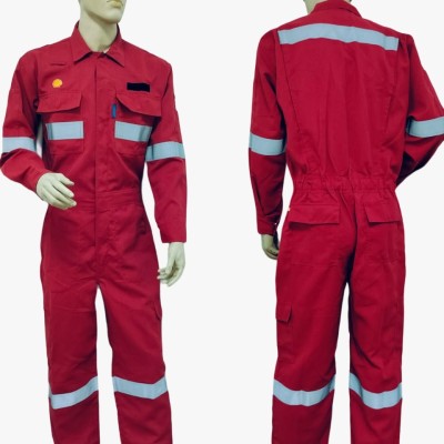 Shell Tencate Tecasafe Plus 700 238gsm Red FRC - Inherent Flame Resistance Coverall with 2" FR Reflectors