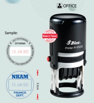 SHINY Round Dater+Text Rubber Stamps R-532D