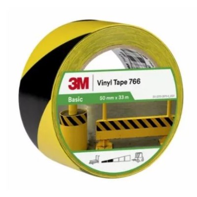 Tape : 3M 766 Black Yellow Vinyl Lane Marking Tape, 50mm x 33mm