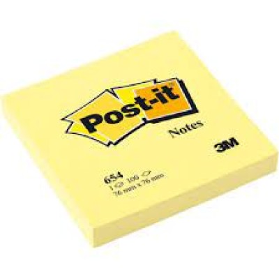 3M 654 Yellow Post-It Note Pad  (3" x 3")