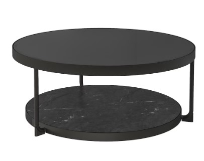 Coffee table, anthracite marble effect             black glass, 88 cm