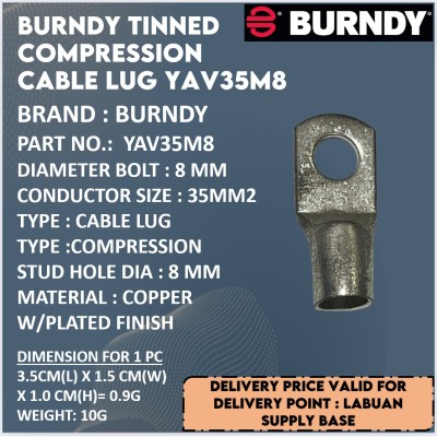 TINNED COMPRESSION CABLE LUG - YAV35M8